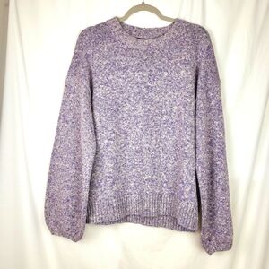 J.Crew Puff Sleeve‎ Crewneck Sweater Purple Cotton Blend Women's Size XL